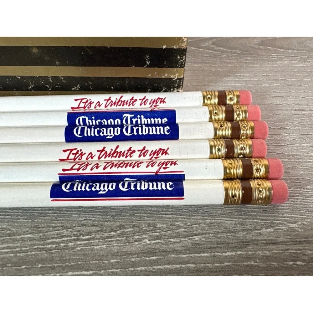 Vintage Gold Bond Line Paramount Wood Cased Advertising Pencils‎ Chicago Tribune